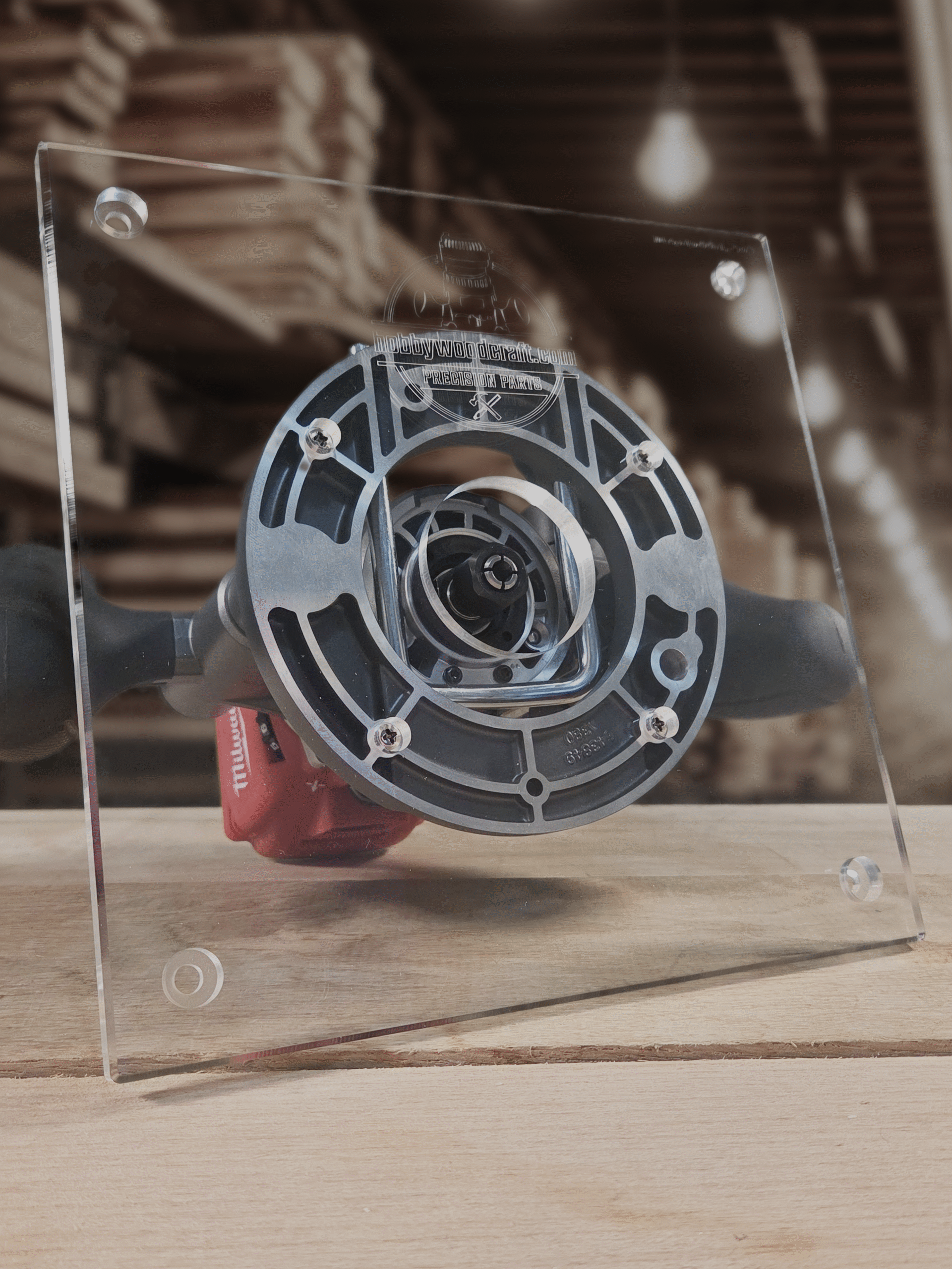 3/8″ Thick 9" square baseplate upgrade a 2" opening for Milwaukee 48-10-5601 plunge base. - Image 2