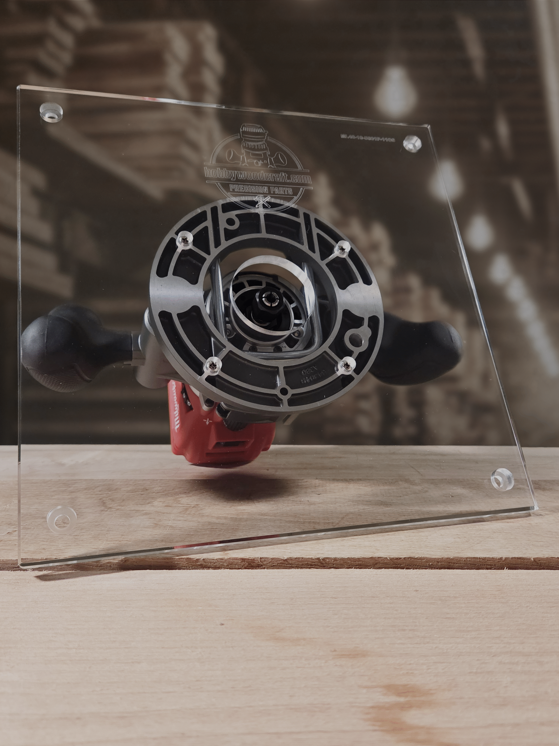 3/8″ Thick 11" square baseplate upgrade with a 2" opening for Milwaukee 48-10-5601 plunge base. - Image 2