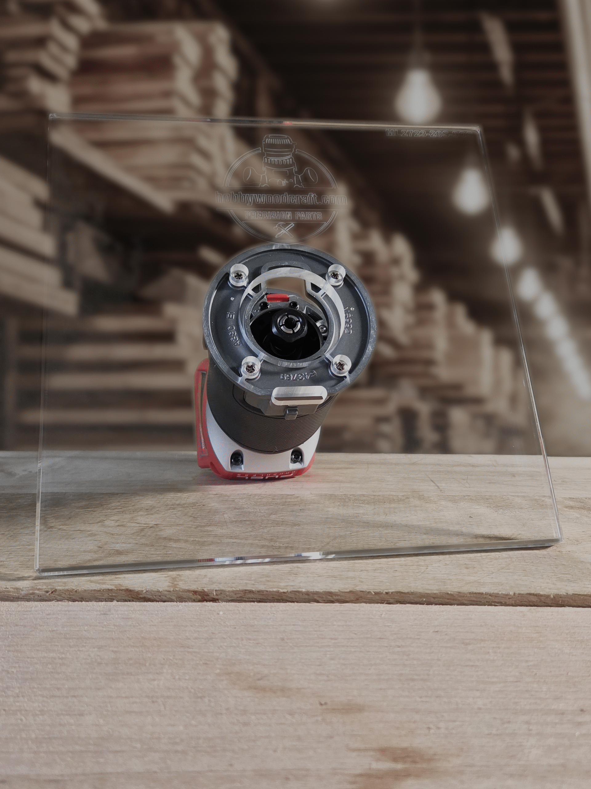 3/8″ Thick 9" Square baseplate upgrade with a 2" opening for Milwaukee M18 2723-20 fixed base router. - Image 2