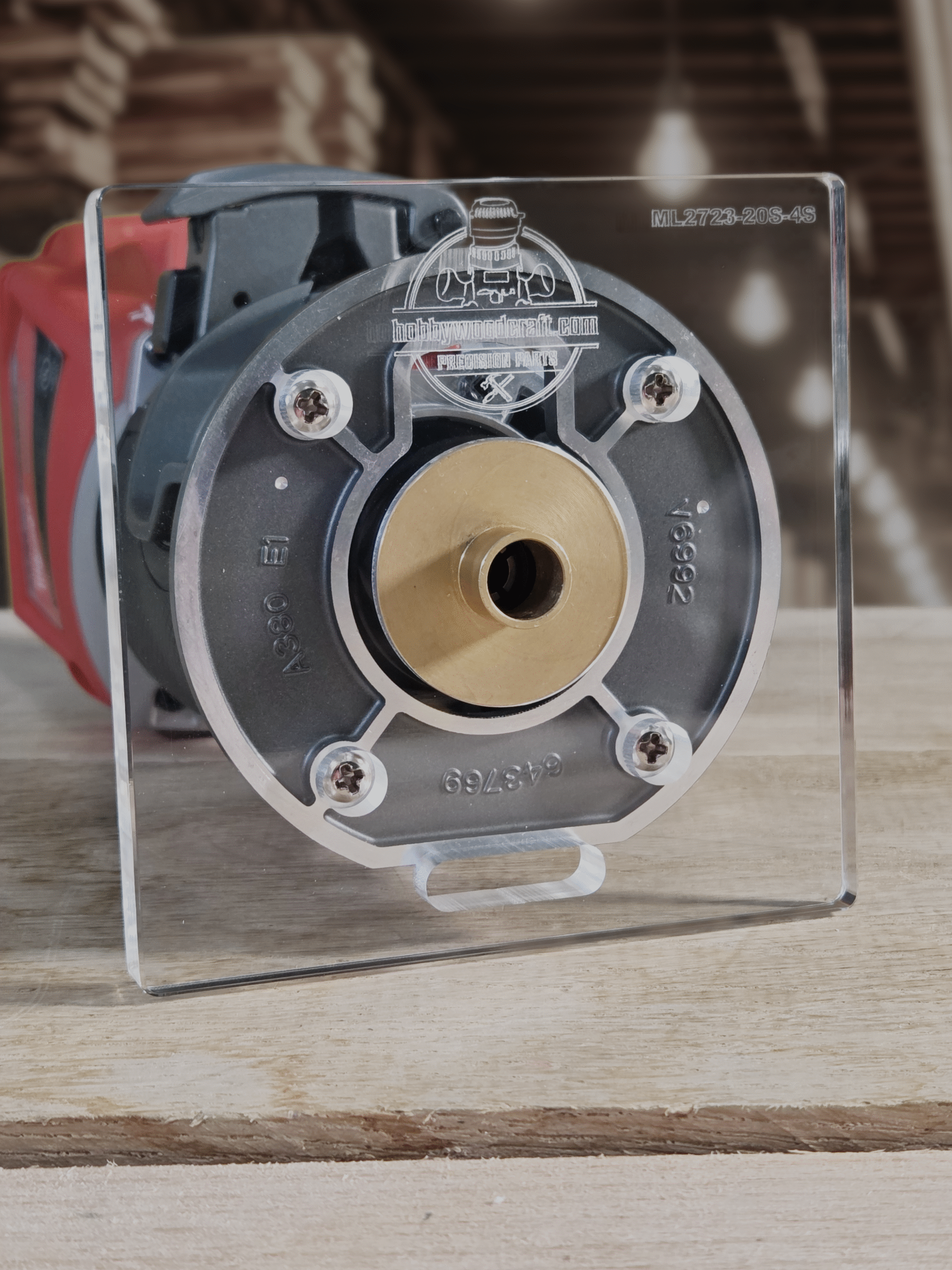 3/8″ Thick 4" square baseplate upgrade with bushing compatibility for Milwaukee M18 2723-20 fixed base router. - Image 2