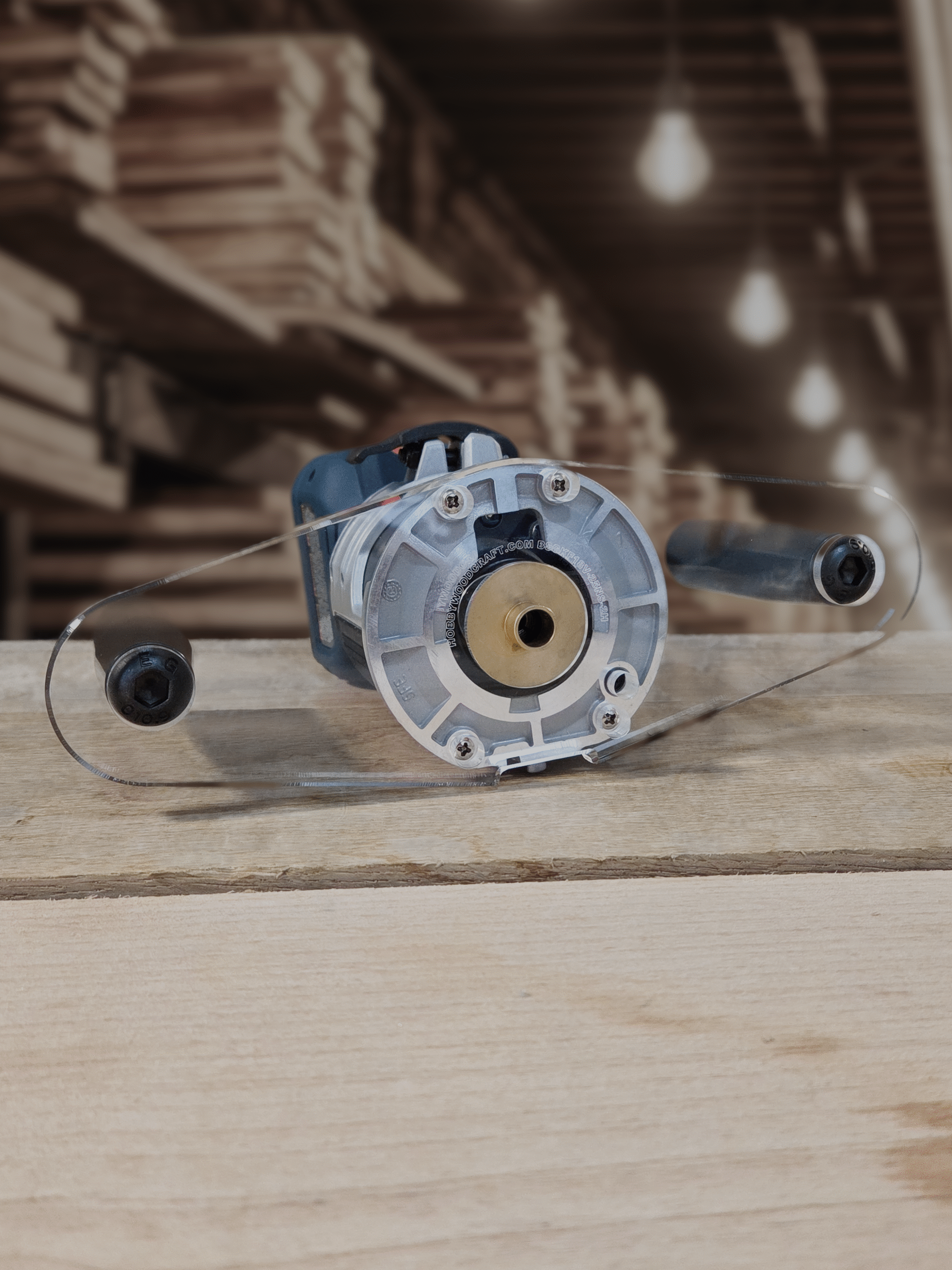 3/8″ Thick baseplate upgrade with double handles and bushing compatibility for Bosch BSGKF18V-25N fixed base router. - Image 3