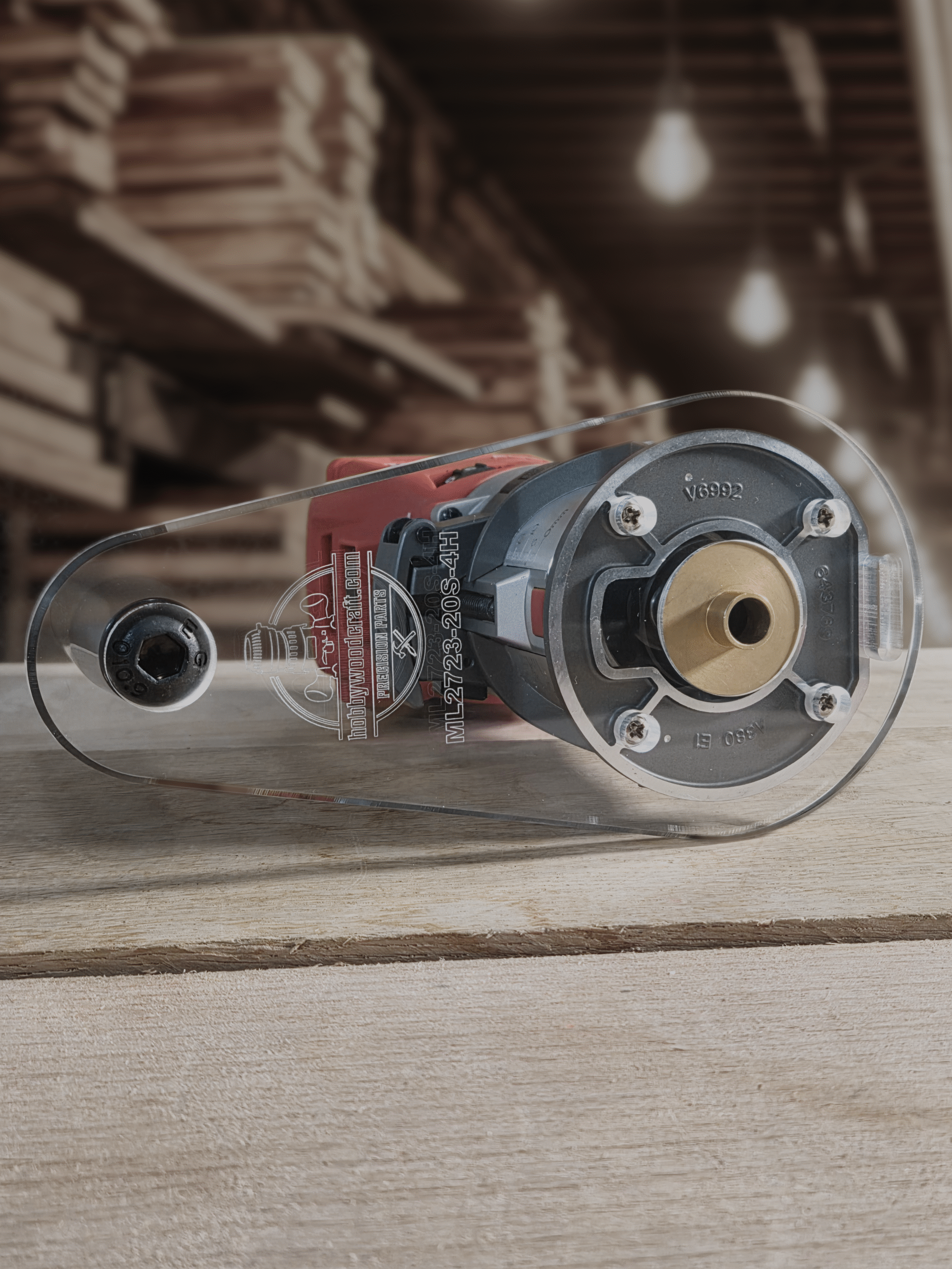 3/8″ Thick 4" baseplate upgrade with and handle and bushing compatibility for Milwaukee M18 2723-20 fixed base router. - Image 3