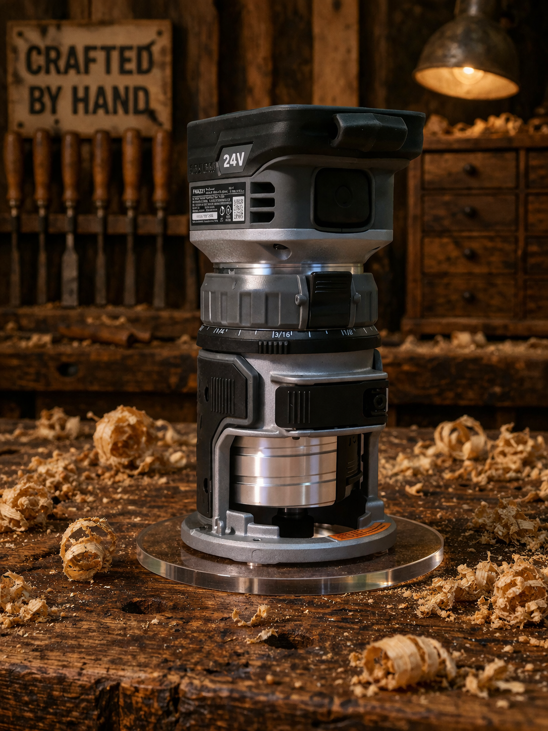 3/8″ Thick 6″ circle baseplate upgrade with a 2" opening for Flex FX4221-Z fixed base router. - Image 3