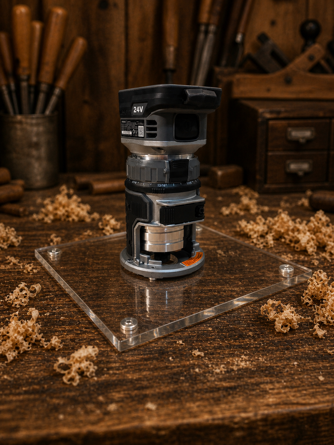 3/8″ Thick 9″ Square baseplate upgrade with bushing compatibility for Flex FX4221-Z fixed base router. - Image 3