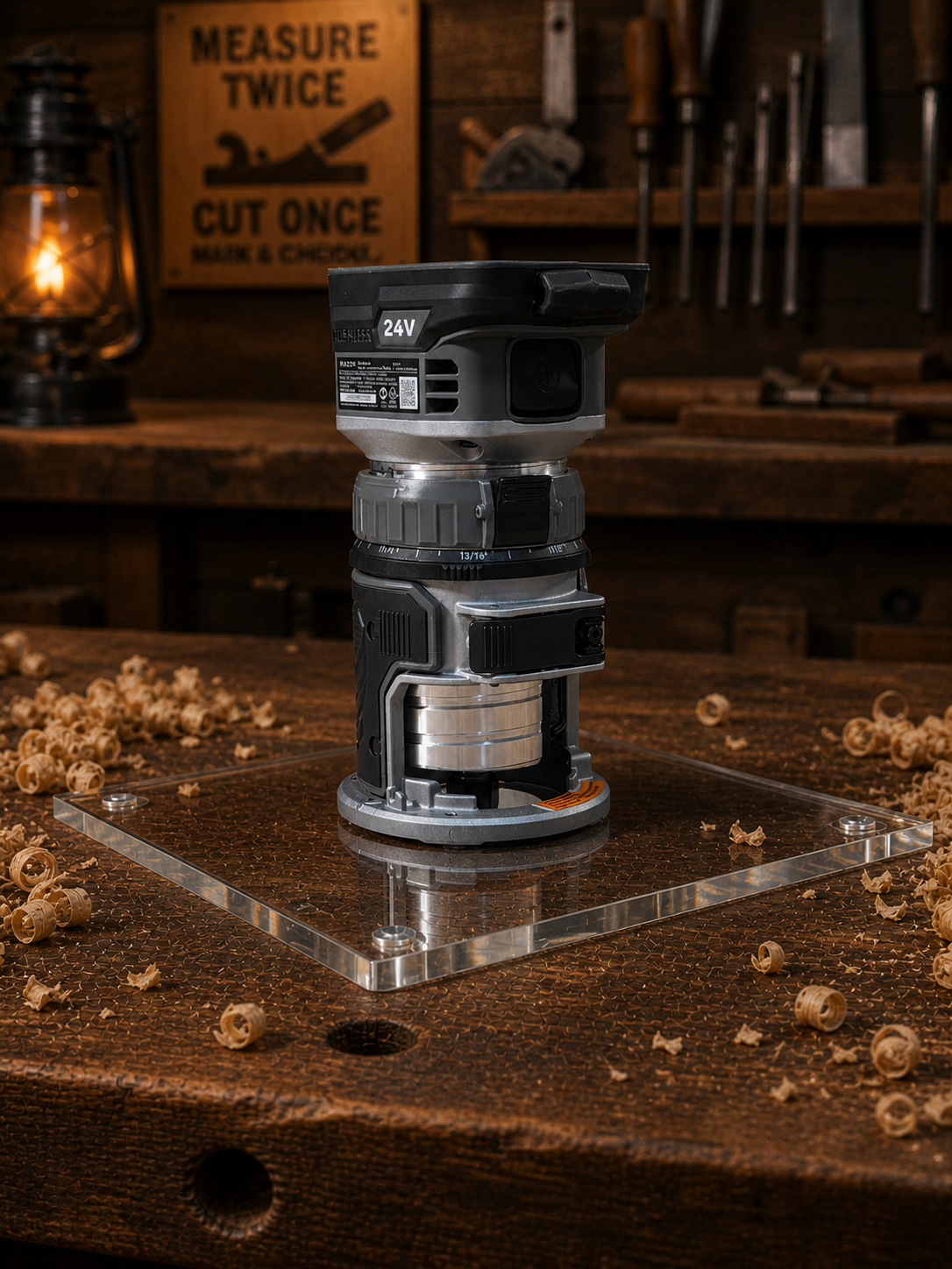 3/8″ Thick 9″ Square baseplate upgrade with a 2" opening for Flex FX4221-Z fixed base router. - Image 3