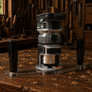 3/8″ Thick baseplate upgrade with double handles and a 2" opening for Flex FX4221-Z fixed base router.