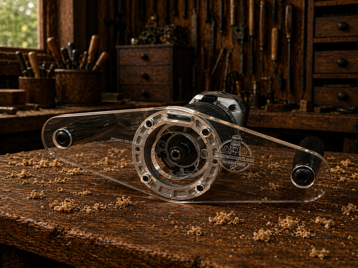 3/8″ Thick baseplate upgrade with double handles and a 2" opening for Flex FX4221-Z fixed base router. - Image 3
