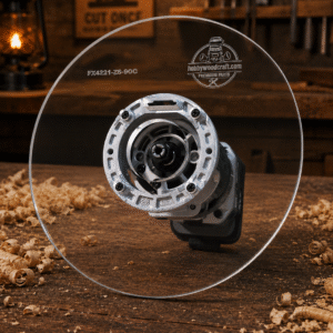 3/8″ Thick 9″ Circle baseplate upgrade with a 2" opening for Flex FX4221-Z fixed base router.