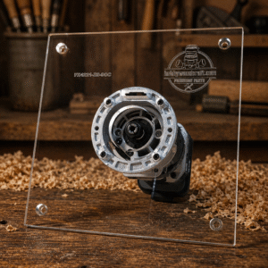3/8″ Thick 9″ Square baseplate upgrade with a 2" opening for Flex FX4221-Z fixed base router.