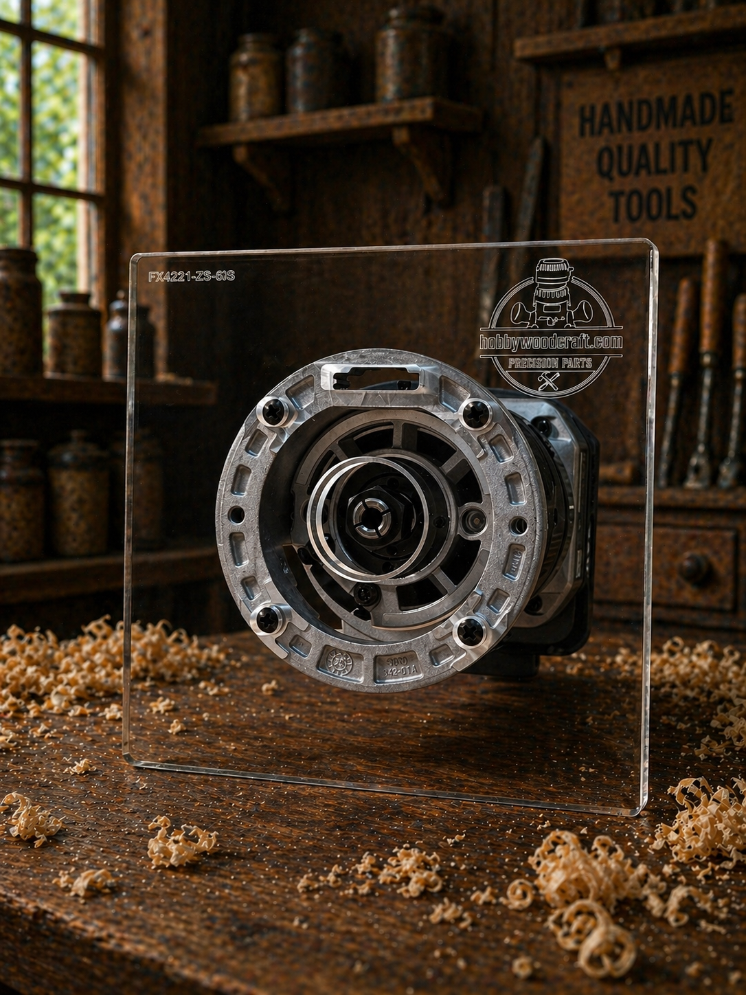3/8″ Thick 6″ square baseplate upgrade with bushing compatibility for Flex FX4221-Z fixed base router.