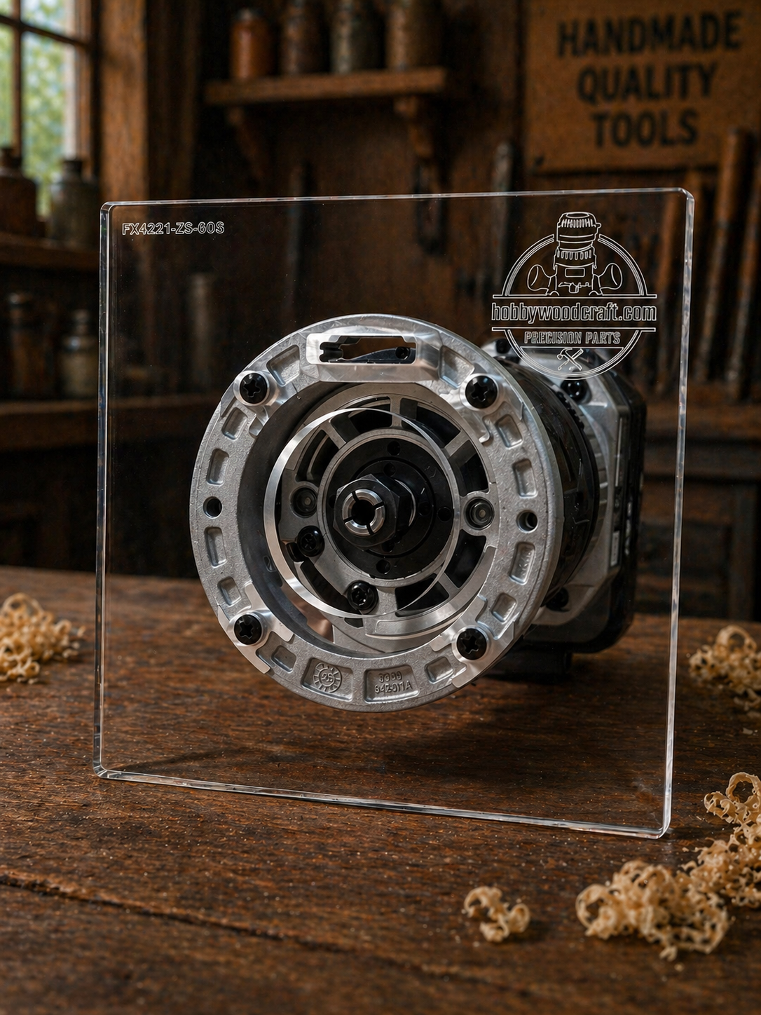 3/8″ Thick 6″ square baseplate upgrade with a 2" opening for Flex FX4221-Z fixed base router.