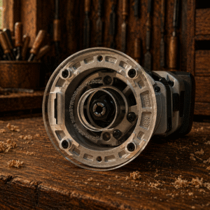 3/8″ Thick 4" circle baseplate upgrade with bushing compatibility for Flex FX4221-Z fixed base router.