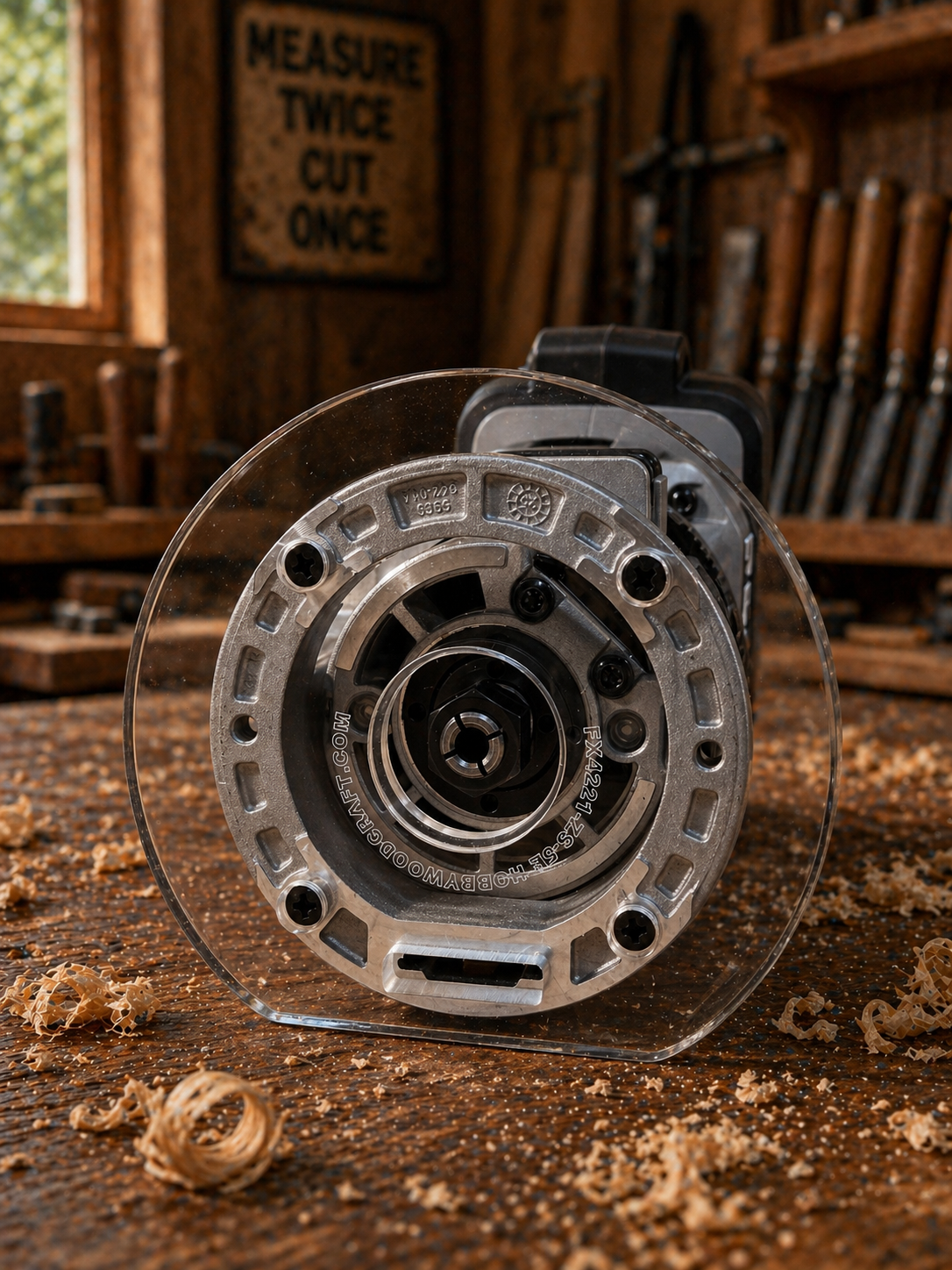 3/8″ Thick 5″ baseplate upgrade with an edge and bushing compatibility for Flex FX4221-Z fixed base router.