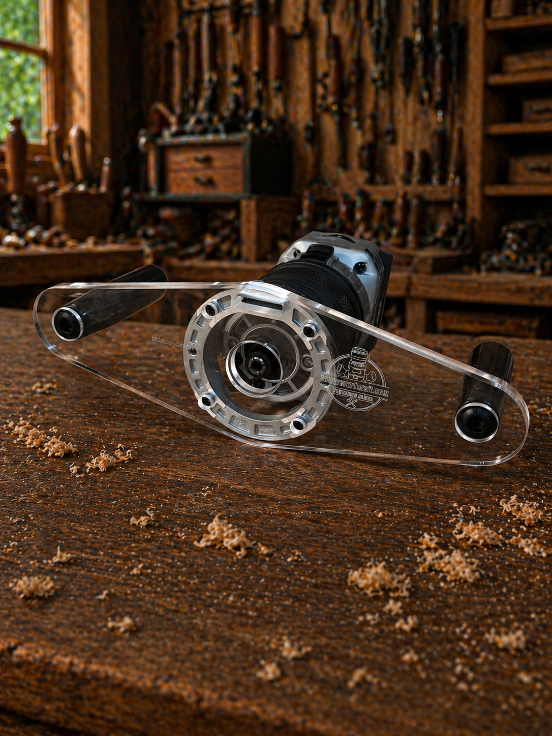 3/8″ Thick baseplate upgrade with double handles and bushing compatibility for Flex FX4221-Z fixed base router. - Image 2