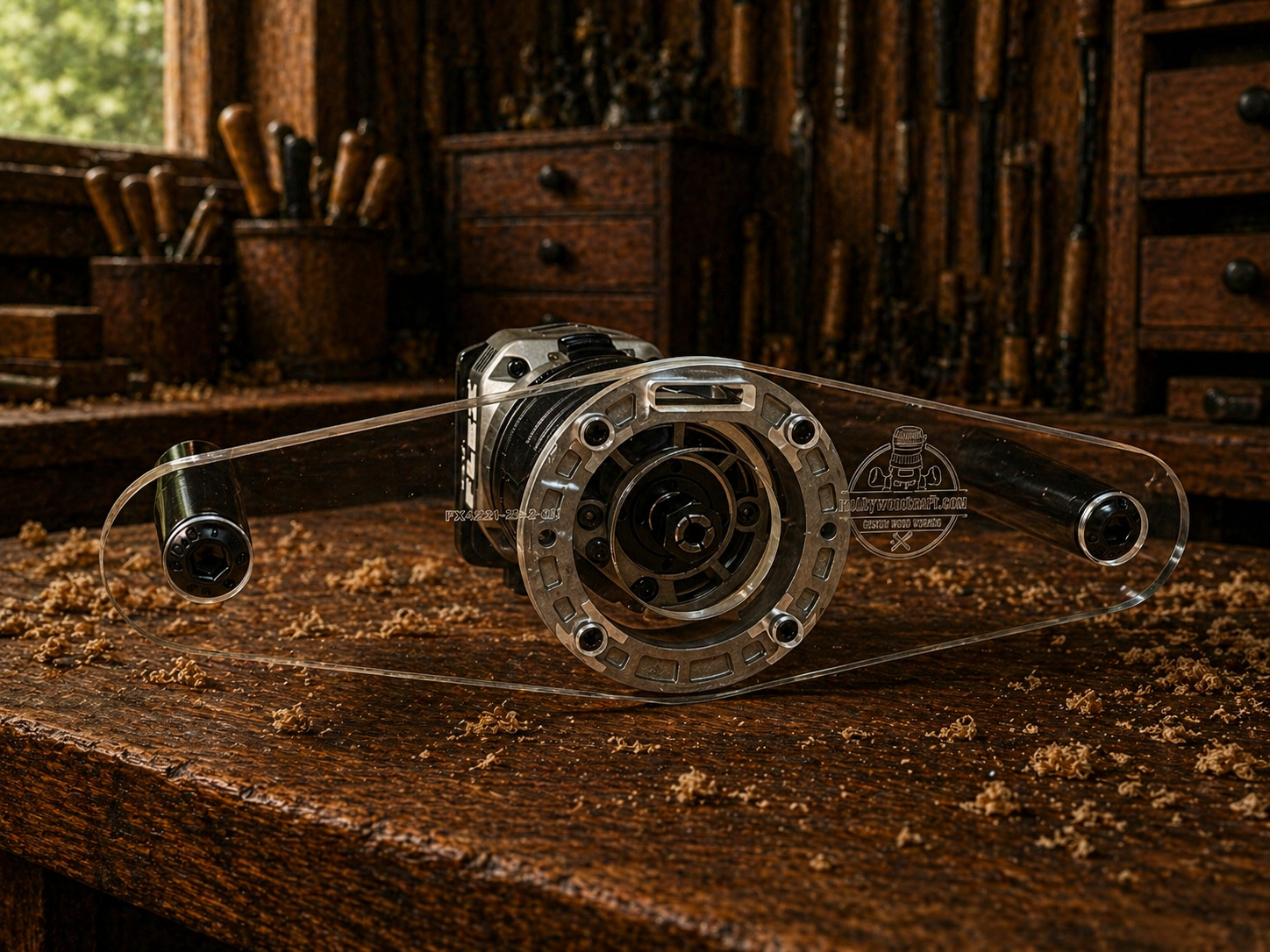 3/8″ Thick baseplate upgrade with double handles and a 2" opening for Flex FX4221-Z fixed base router. - Image 2