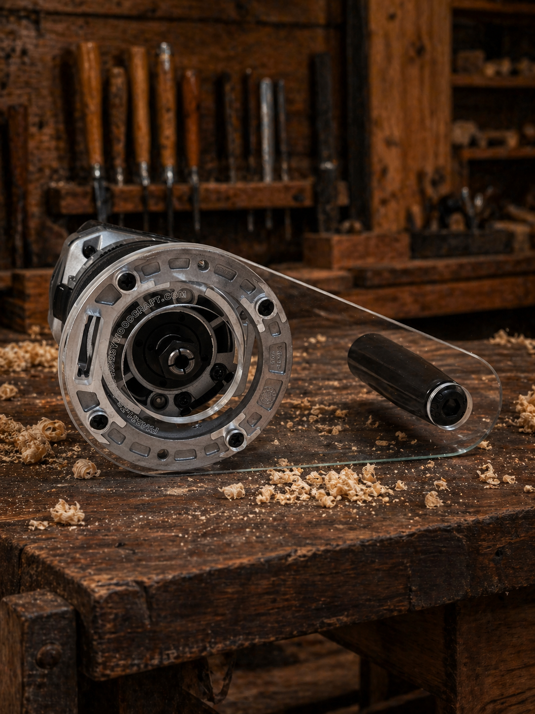 3/8″ Thick 4x8" baseplate upgrade with and handle and 2" opening for Flex FX4221-Z fixed base router. - Image 3