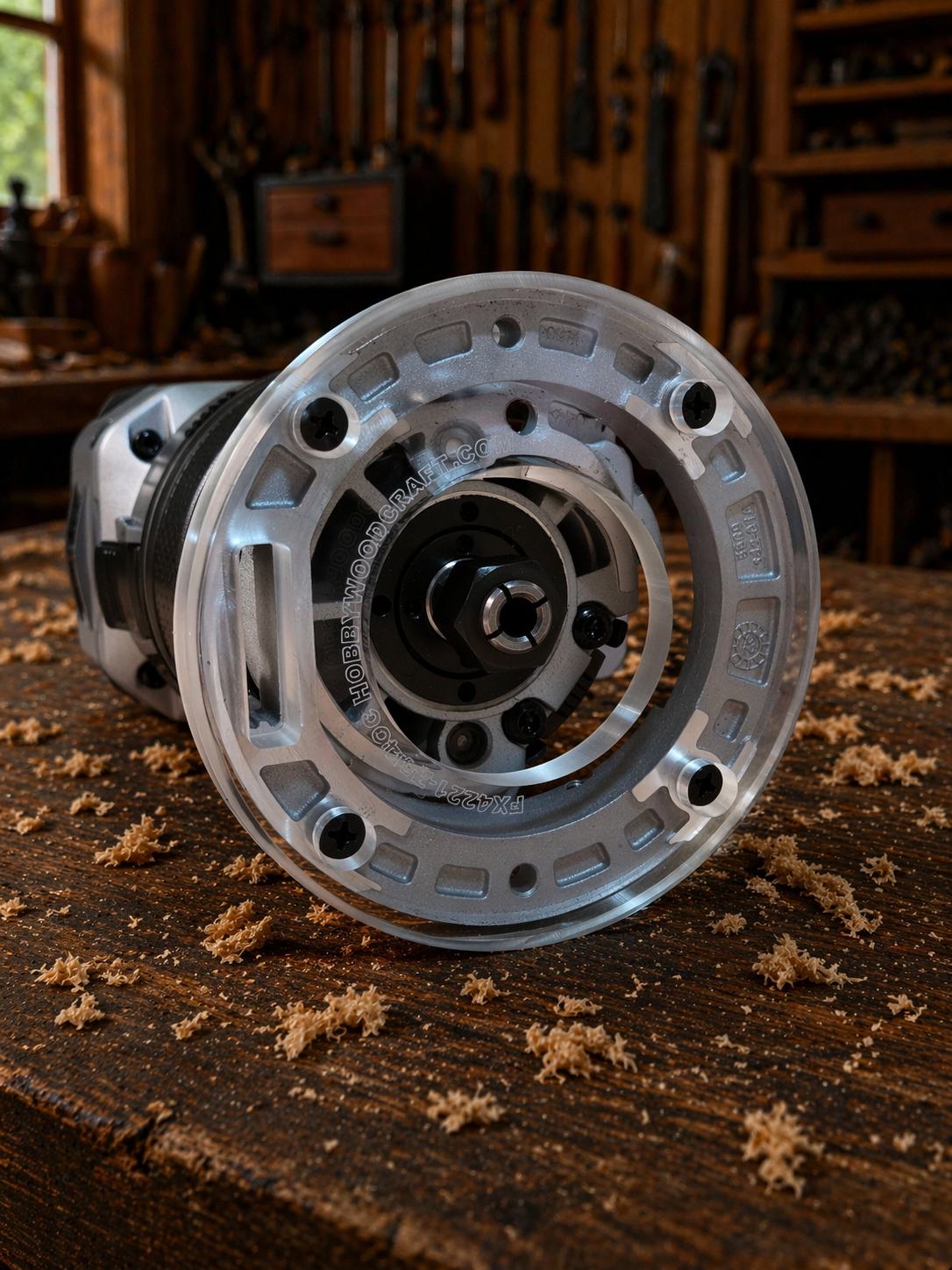 3/8″ Thick 4" circle baseplate upgrade with a 2" opening for Flex FX4221-Z fixed base router. - Image 2