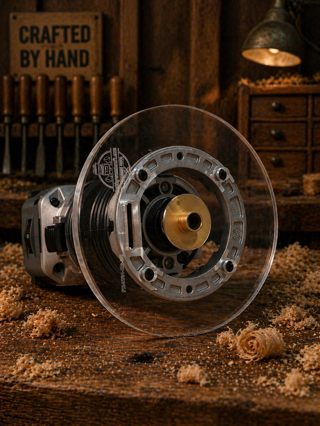 3/8″ Thick 6″ circle baseplate upgrade with bushing compatibility for Flex FX4221-Z fixed base router. - Image 2