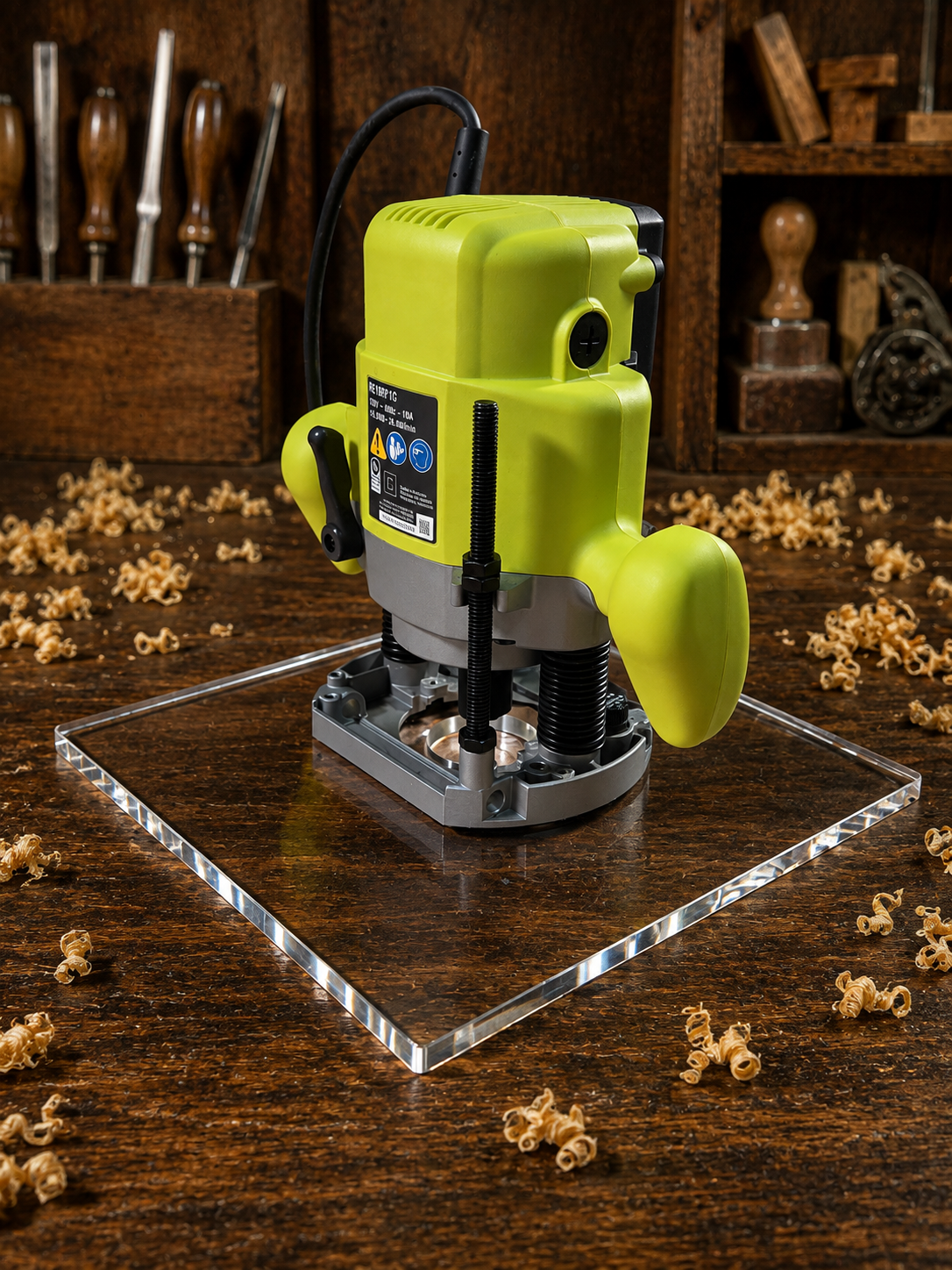 3/8″ Thick 11" square baseplate upgrade with a 2" opening for Ryobi RE180PL1G plunge router. - Image 3