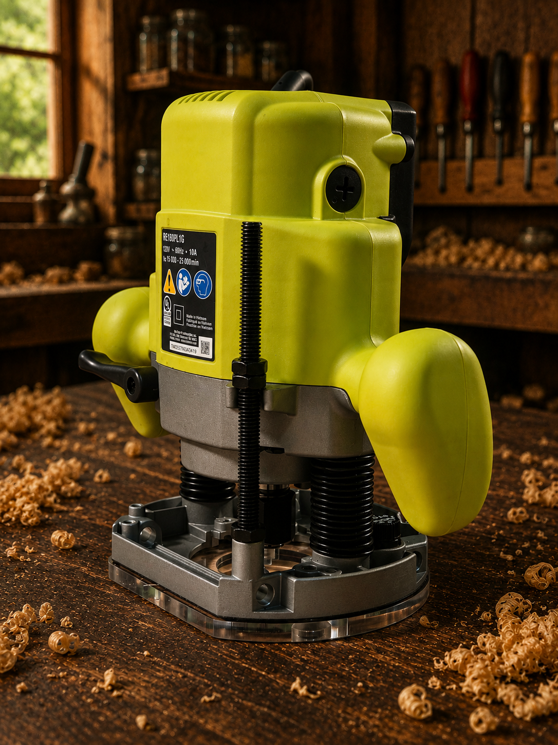 3/8″ Thick 6.1″ circle baseplate upgrade with an edge and 2" opening for Ryobi RE180PL1G plunge router. - Image 3