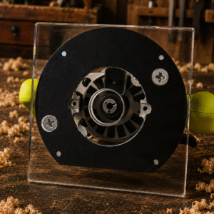 3/8″ Thick 6.1″ square baseplate upgrade with pc style bushing compatibility for Ryobi RE180PL1G plunge router.