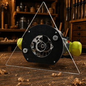 3/8″ Thick 10.6" triangle baseplate upgrade with PC style bushing compatibility for Ryobi RE180PL1G plunge router.