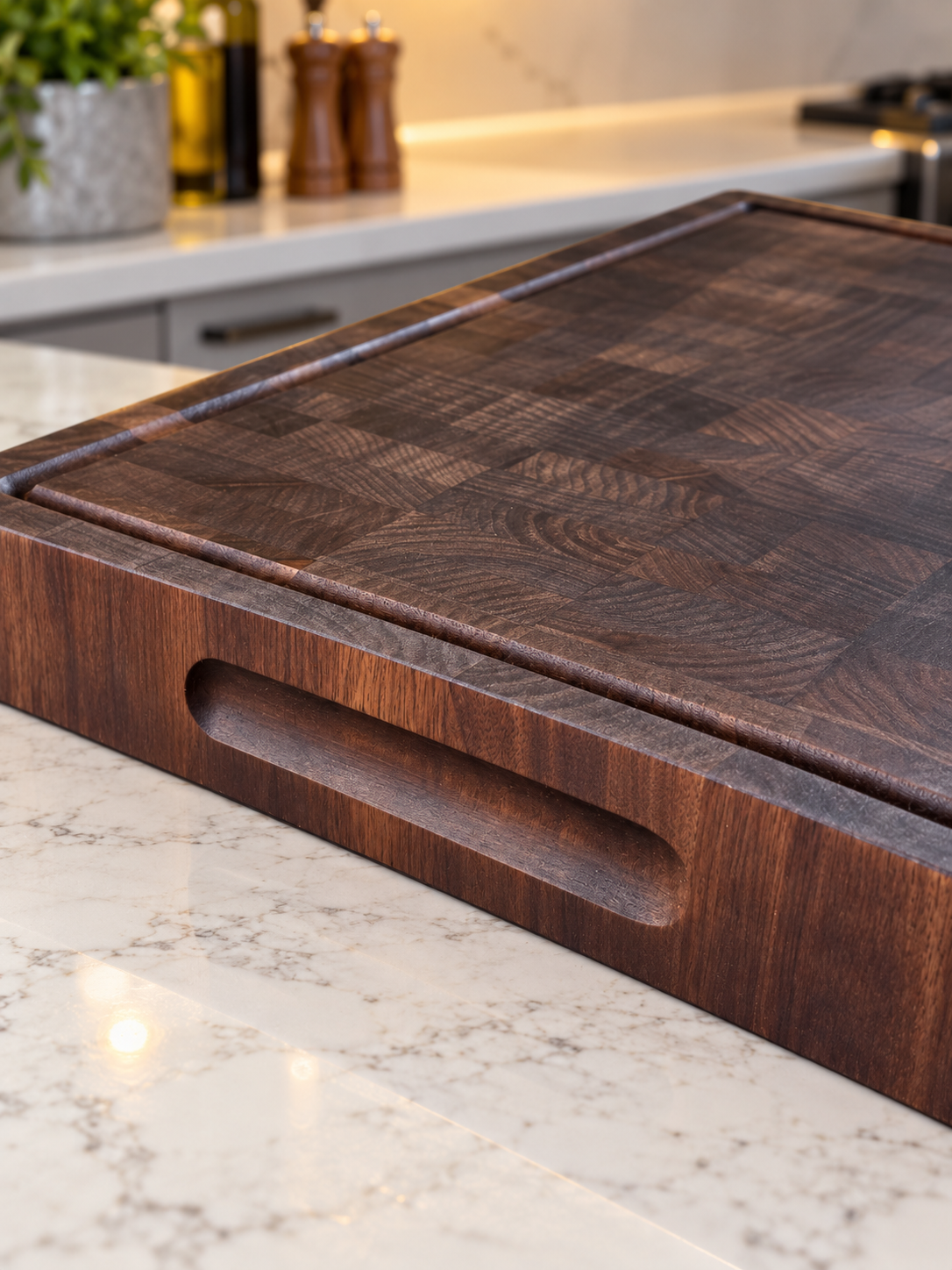 Hand crafted end grain North American black walnut cutting board. 17.75" x 11.5" x 1.7" - Image 2